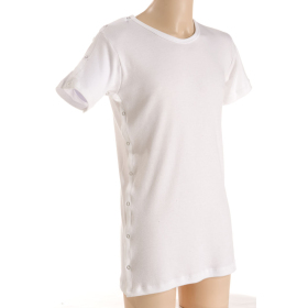 t-shirt médicalisé blanc avec ouverture côté droit