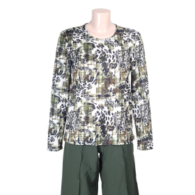 Grenouillère de jour femme hiver, motifs verts et pantalon uni vert