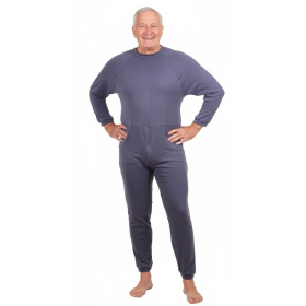 Combinaison adulte médicale confort, coloris gris foncé, jambes et manches longues, tissu en coton