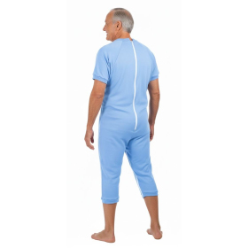 grenouillère médicalisée jambes et manches courtes, bleu ciel, double ouverture