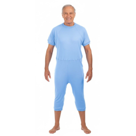 combinaison double ouverture, tissu en coton, vue de face, bleu ciel