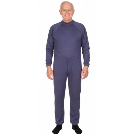 Grenouillère adulte coton sur mannequin homme, coloris bleu nuit, pyjama grenouillère, vue de face