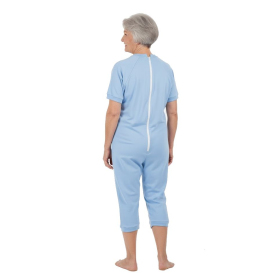 combinaison double ouverture, tissu en coton, vue de face, bleu ciel