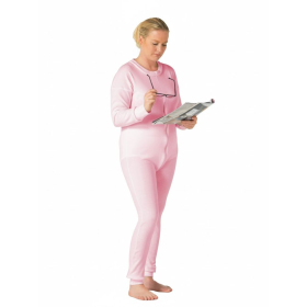 grenouillère adulte ajustée coton jambes et manches longues, rose
