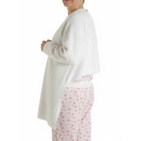 Bavoir adulte avec manches, éponge blanc, revers membrane verte imperméable, vue de dos