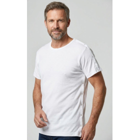 t-shirt médicalisé blanc, ouverture bras gauche, homme