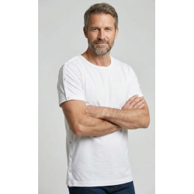 t-shirt médicalisé blanc, ouverture bras droit, homme