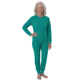 grenouillère adulte ajustée coton jambes et manches longues, uni vert