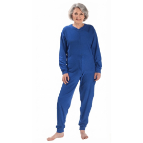 grenouillère adulte médicale, confort quotidien, en tissu éponge, bleu roy