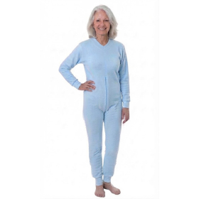 grenouillère adulte ajustée coton jambes et manches longues, uni bleu ciel