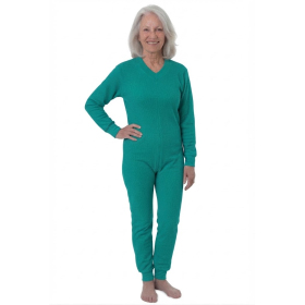 grenouillère adulte ajustée coton jambes et manches longues, uni vert