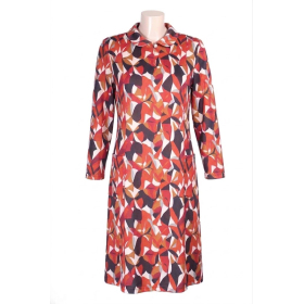 Robe médicalisée hiver à manches longues, imprimé rouge orangé