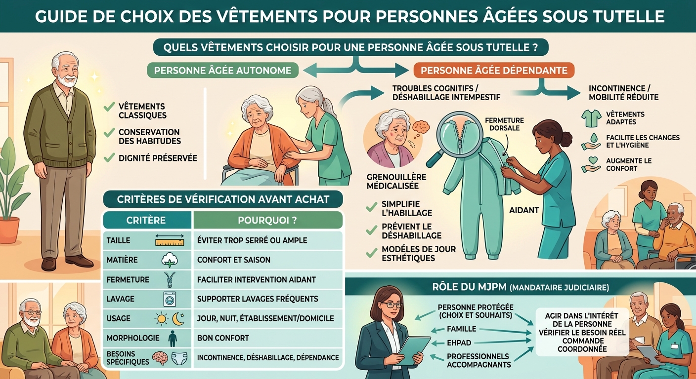 Quels vêtements choisir pour une personne sous tutelle ou âgée dépendante ?